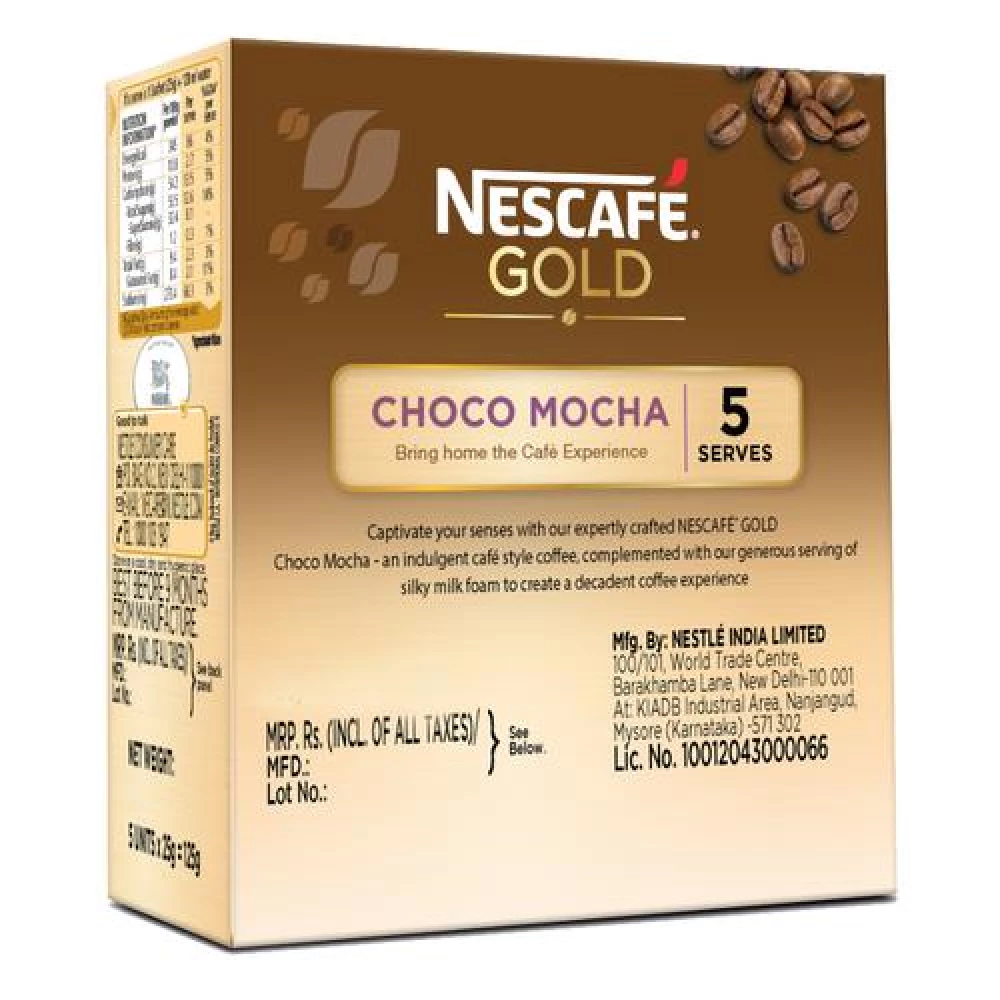 Nescafe  Gold Choco Mocha Instant Coffee Premix - Rich In Aroma & Flavour, 125 g (5 Sachets x 25 g Each)-2.webp
